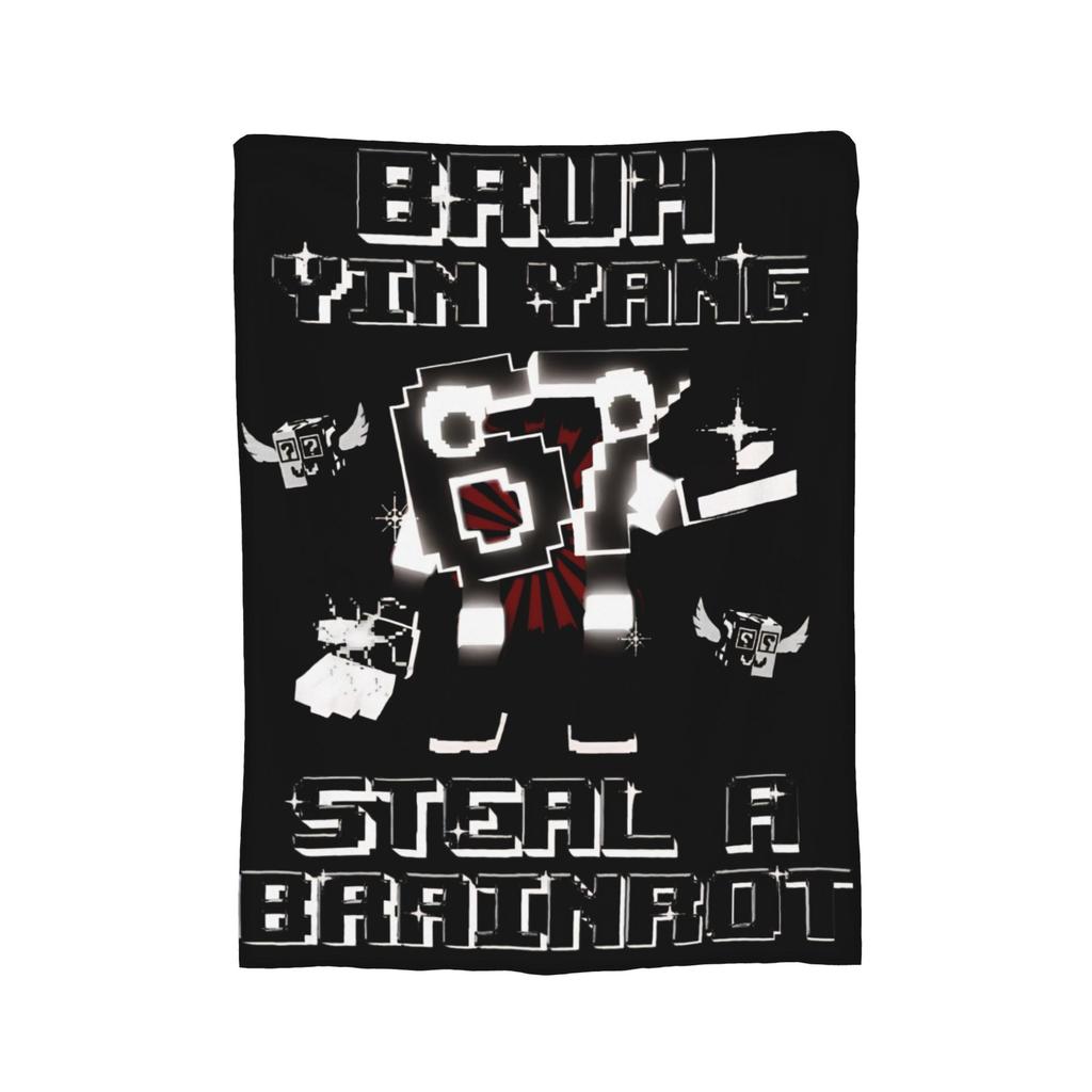 Стильные вязаные пледы Brainrot Game, пушистые пледы для дивана и кровати, ультрамягкое теплое покрывало,