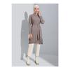 Slit Detailed Belted Knitwear Tunic - Mink - Refka