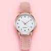 Women Casual Round Quartz Watch Luminous Analog Wristwatch PU Leather Strap for Girls Students