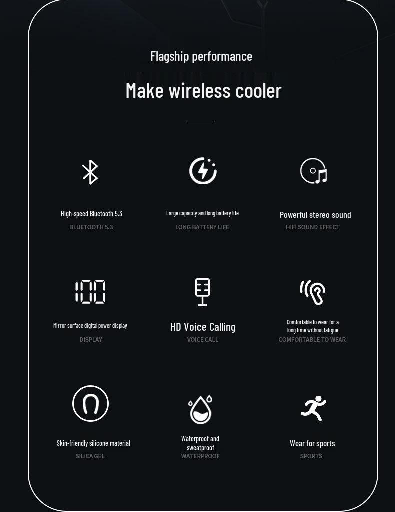 Bluetooth-наушники с шейным ободом, с длительным временем работы от аккумулятора, большим запасом громкости, совместимые с устройствами Apple, Huawei и Android