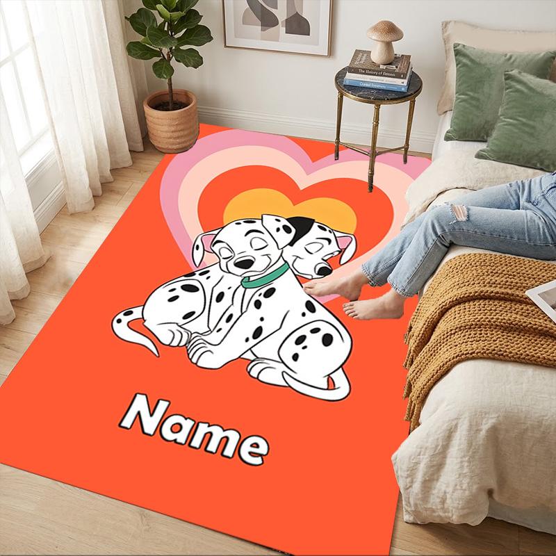 Personalized Name Dalmatian Pile Living Room Non-Slip Area Rug Soft Carpet for Bedroom Kids Playroom Sofa Office Home Decor Doormat