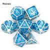 7 шт. Сине-белые металлические кости с черепами, набор solid metal polyhedral dice, подходит для ролевых игр RPG, настольных игр, карточных игр