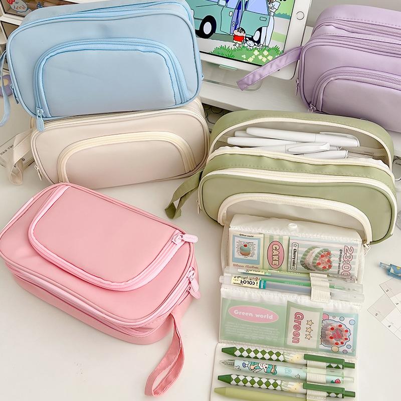 Пенал большой емкости для начальной школы, средней школы, для девочек, складной пенал для канцелярских принадлежностей, для мальчиков