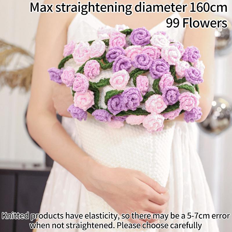 Multicolored Pointed-Angled Rose Bouquet Blankets Hand-Knitted Crocheted Rose Sofa Blankets Wedding Valentine Girlfriend Gifts