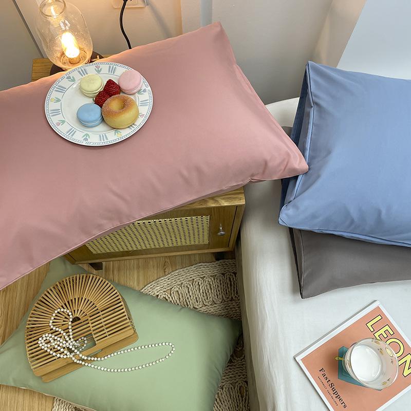 Набор из 2 наволочек из стираного хлопка 48x74 см, однотонные, с начесом