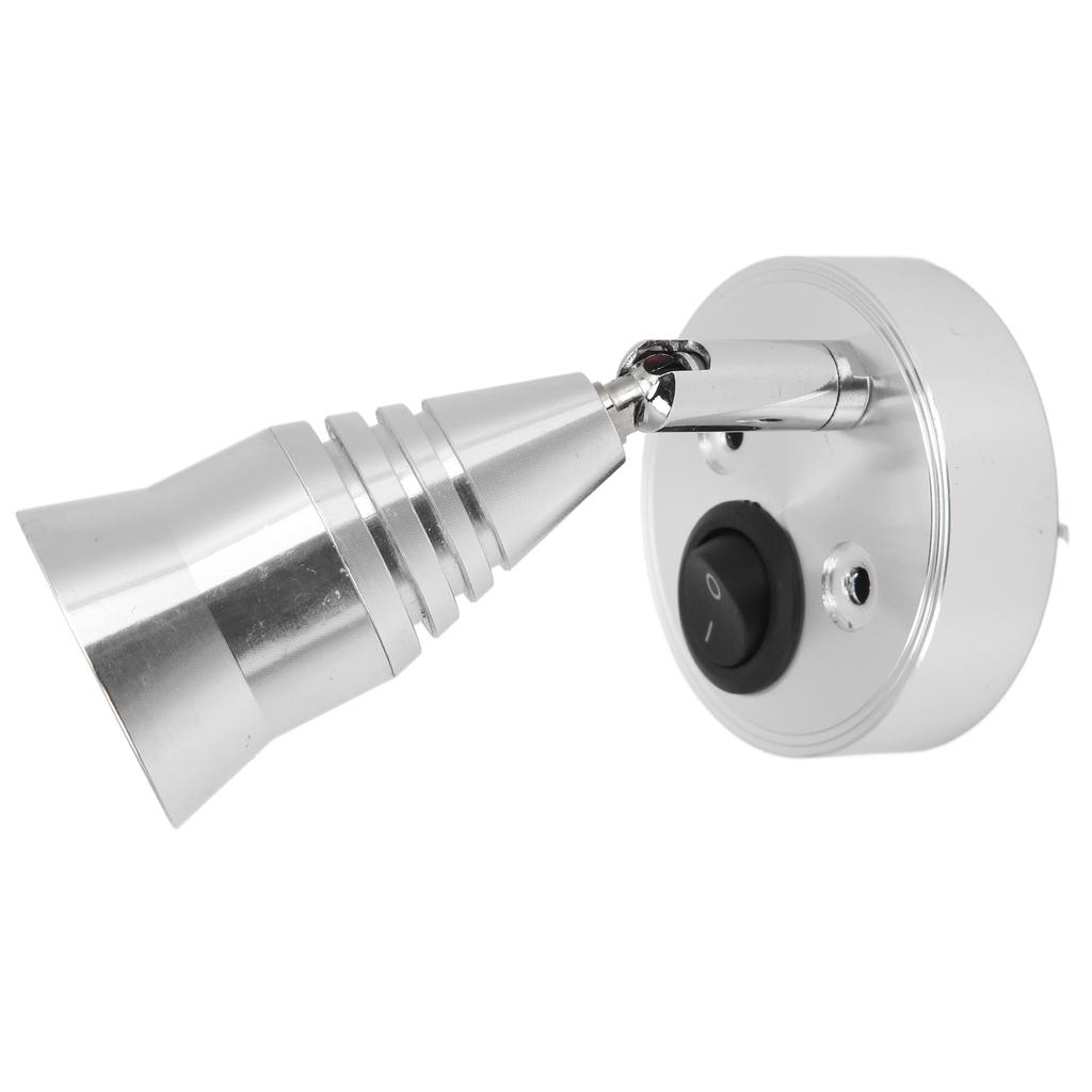 Светодиодный светильник для чтения в доме на колесах 12 В 3 Вт Гибкий интерьер с выключателем для грузовика, прицепа, лодки, яхты, каравана Серебристый корпус Теплый белый