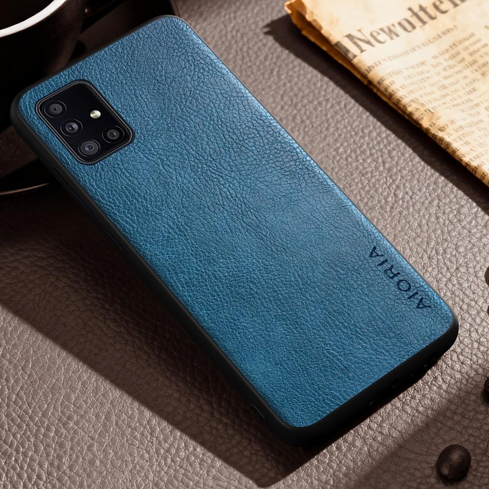 Phone Case: Luxury Case for Samsung Galaxy A71 A51 A11 5G Retro Fashion Natural Texture Solid Color Anti-fingerprints Synthetic Leather Precise