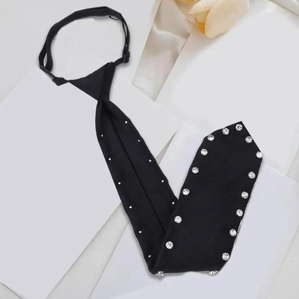 Glitter Business Adjustable Neck Tie Black Pre Tied Neck Tie Uniform Shirt