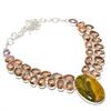 Ocean Jasper, Morganite Handmade 925 Sterling Silver Jewelry Necklace 18" J0p38
