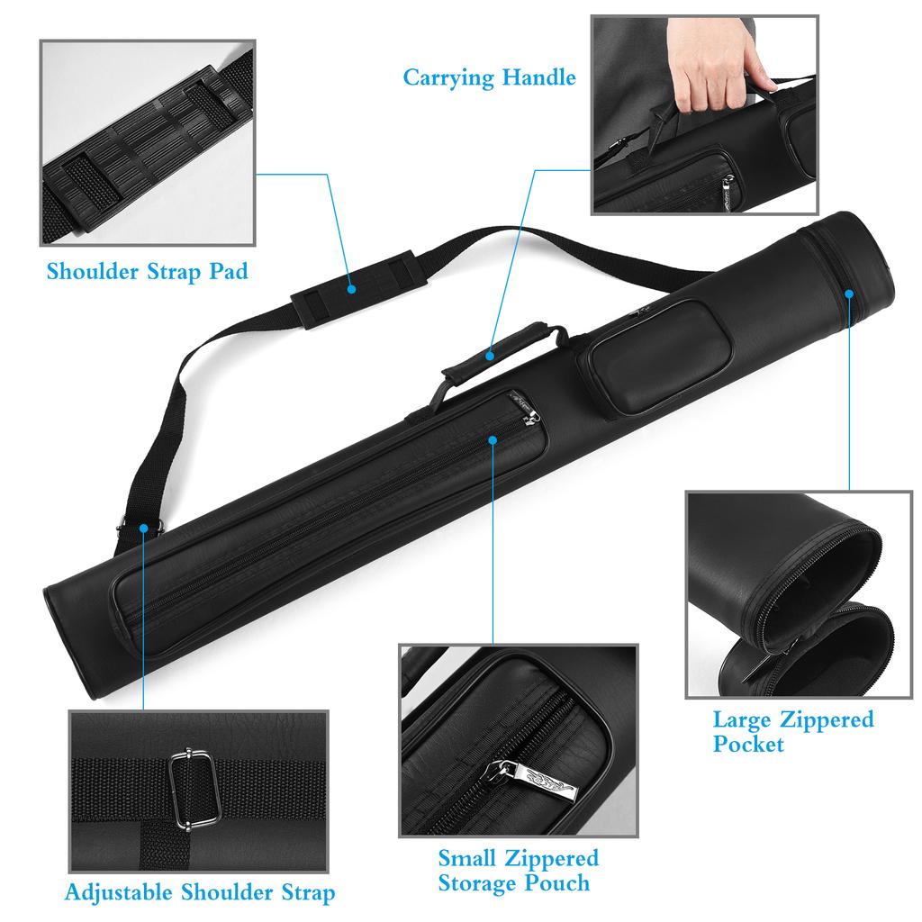 2X2 Hard Cue Case Billiard Pool Cue Stick Carrying Case Tube