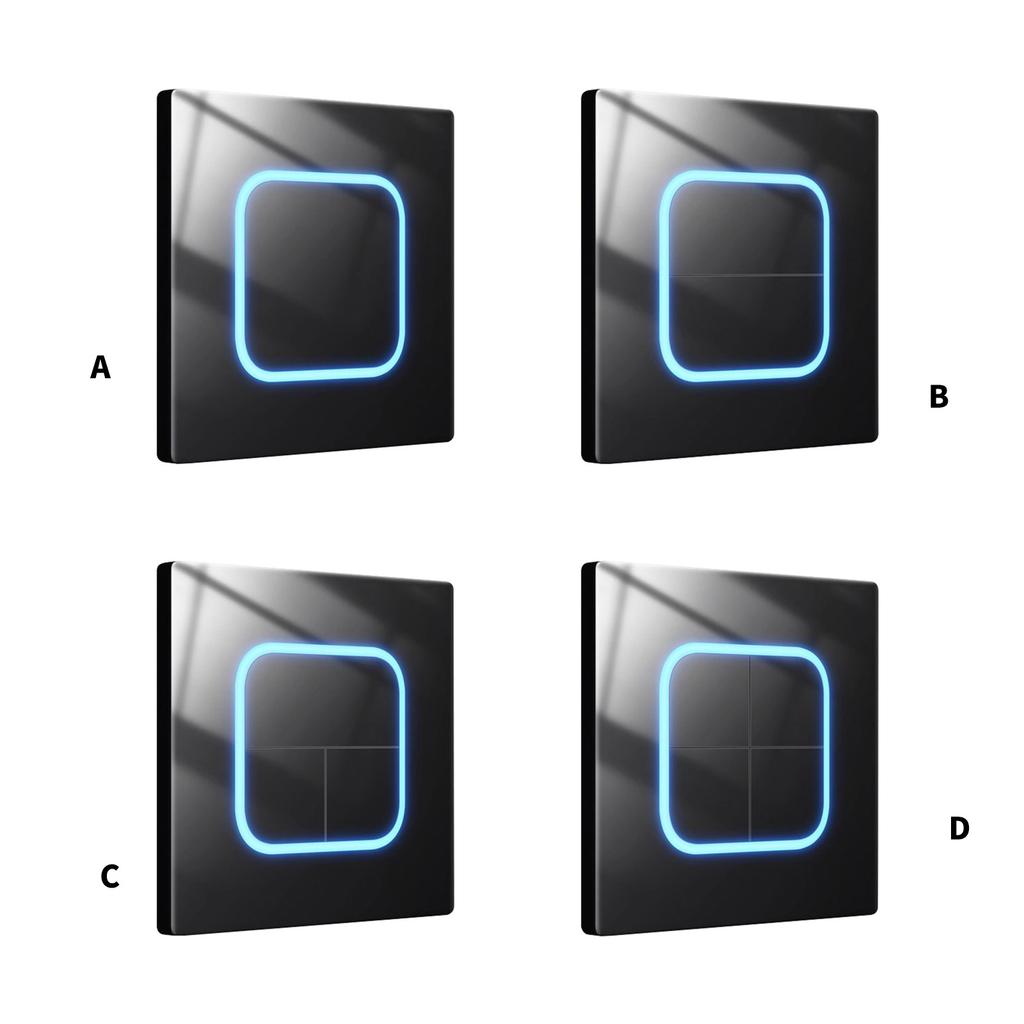 Wall Button Light Switch Tempered Glass Panel LED Switch 1/2/3/4 Gang Wall Glasses Panel Switch with Led Indicator