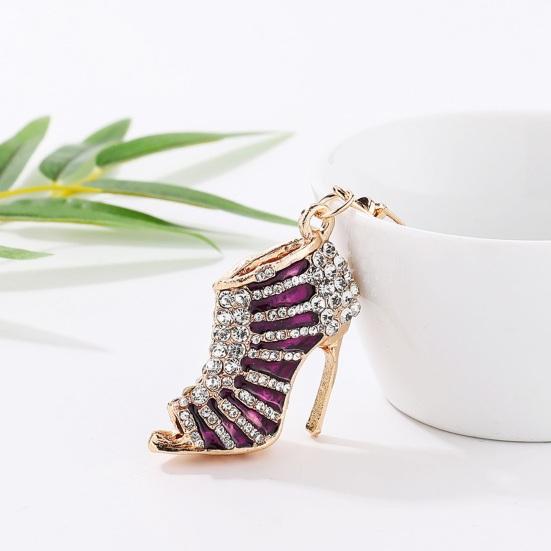 High Heels Keychain with Buckle Decorative Alloy Keyring Colorful Rhinestones Car Key Holder Backpack Accessories