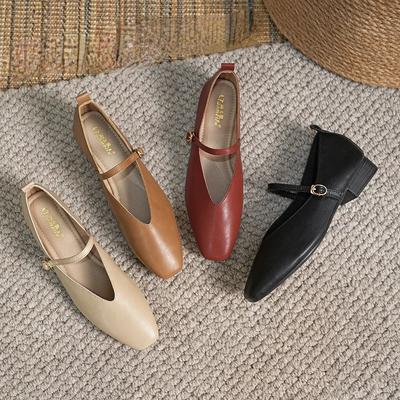 Туфли Мэри Джейн на низком каблуке с квадратной головкой, осенние женские туфли в стиле ретро с пряжкой на плоской подошве, размеры 34-43