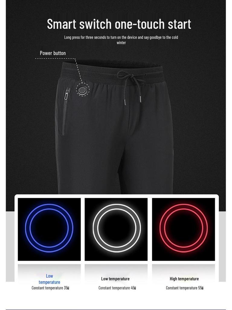 Мужские и женские хлопковые брюки с подогревом – 8 зон с регулируемой температурой, холодостойкие, толстые длинные брюки с манжетами.