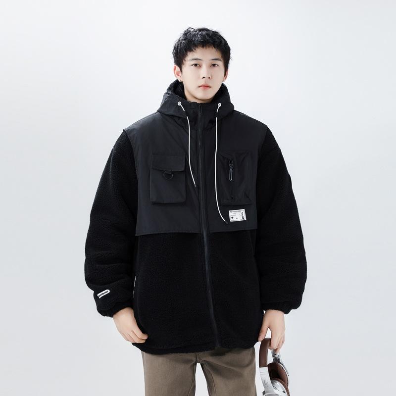 Куртки мужские осенне-зимние модные универсальные бархатные утолщенные мужские хлопковые куртки зимние теплые куртки из овечьего бархата
