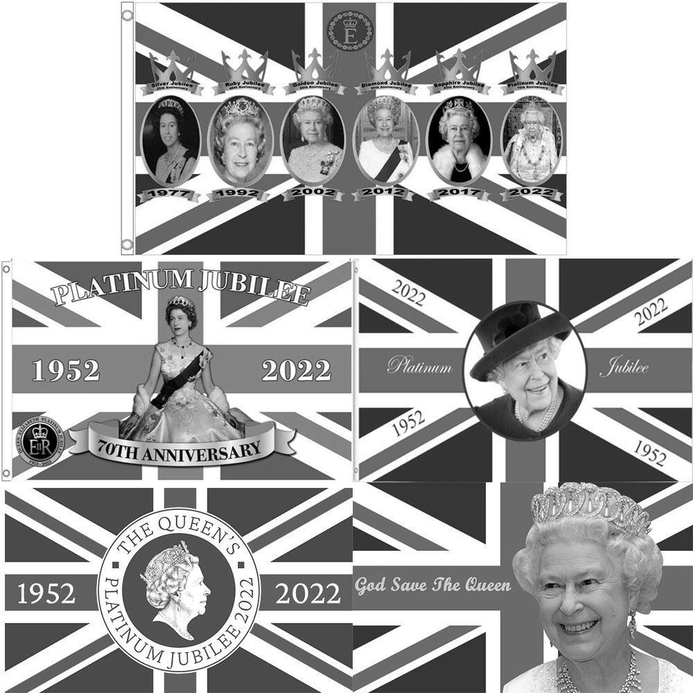 Elizabeth Ii Queen Mourning Flag Polyester Fabric For Tribute And Memorial Display
