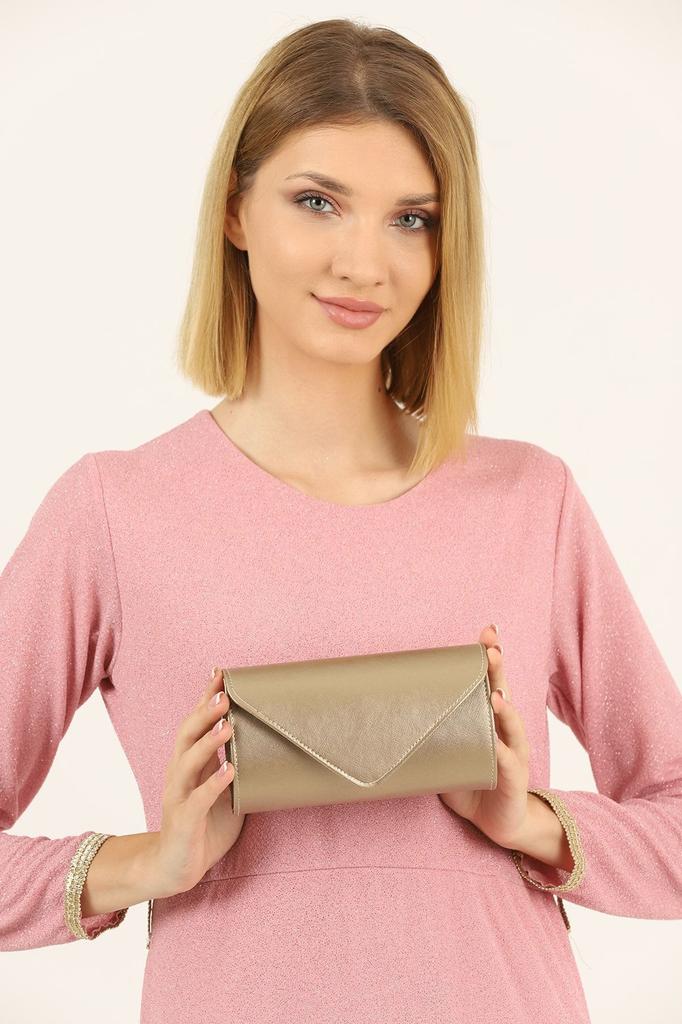 Women's Stylish and Useful Evening Dress Bag Gold Line Pattern Evening Dress Bag