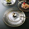 Creative Gold Plated Tableware Glass Plate Steak Plate Salad Plate Dessert Plate Kitchenware