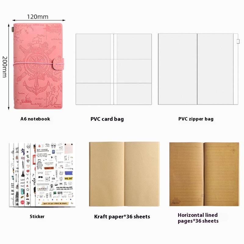 Vintage Strap Handbook Set Creative Note Diary Kraft Paper Notebook