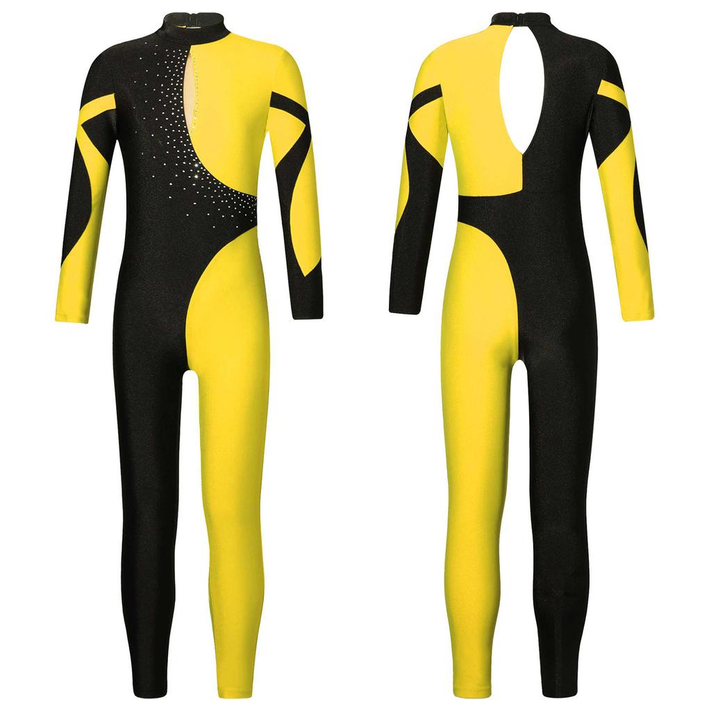 Girl Gymnastics Leotard Full Length Skating Jumpsuit Athletic Bodysuit One Piece Ballet Dance Unitard Yoga Unitards Biketards Sports Workout