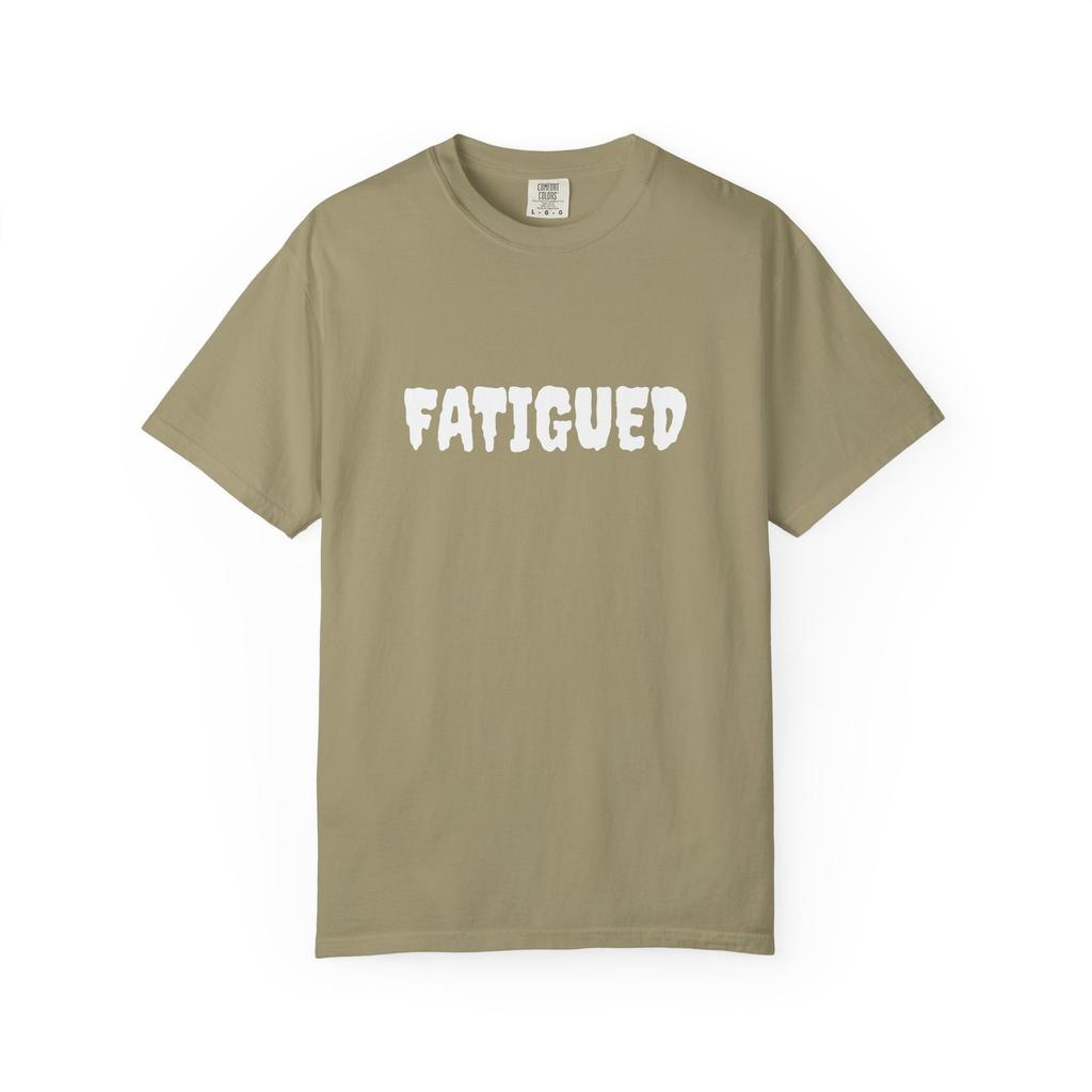 Fatigued T-shirt | Text Graphic Tee, Casual Statement Shirt