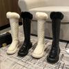 Women's Waterproof Fleece-Lined Leather Over-the-Knee Snow Boots: Non-slip, Warm, Trendy, Thickened Fur.