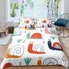 Colourful Snail Duvet Cover Set Cute Kawaii Animal Polyester Comforter Cover King Queen Size For Kids Boys Girls Bedding Set