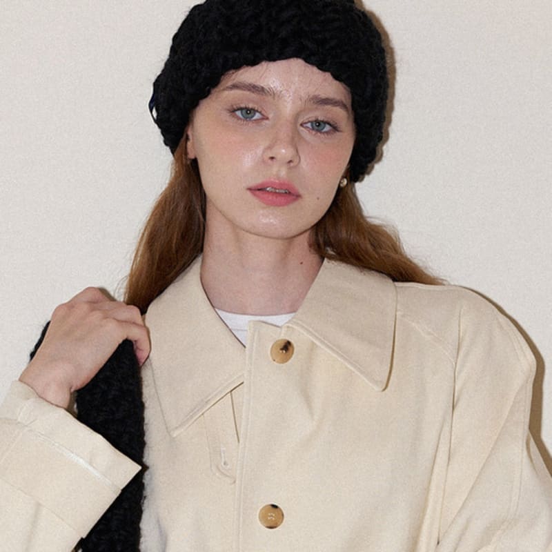 Slowslowly Шерсть 100% Ручная работа Вязаная крючком повязка для волос _ Черный