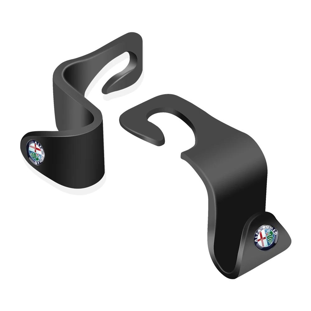 For Alfa Romeo 108 Car Sticker For Alfa Romeo 159 147 2Pcs For Alfa Romeo Giulia Stelvio MiTo Tonale 4C Car Seat Headrest Hooks Hidden Back Hanger