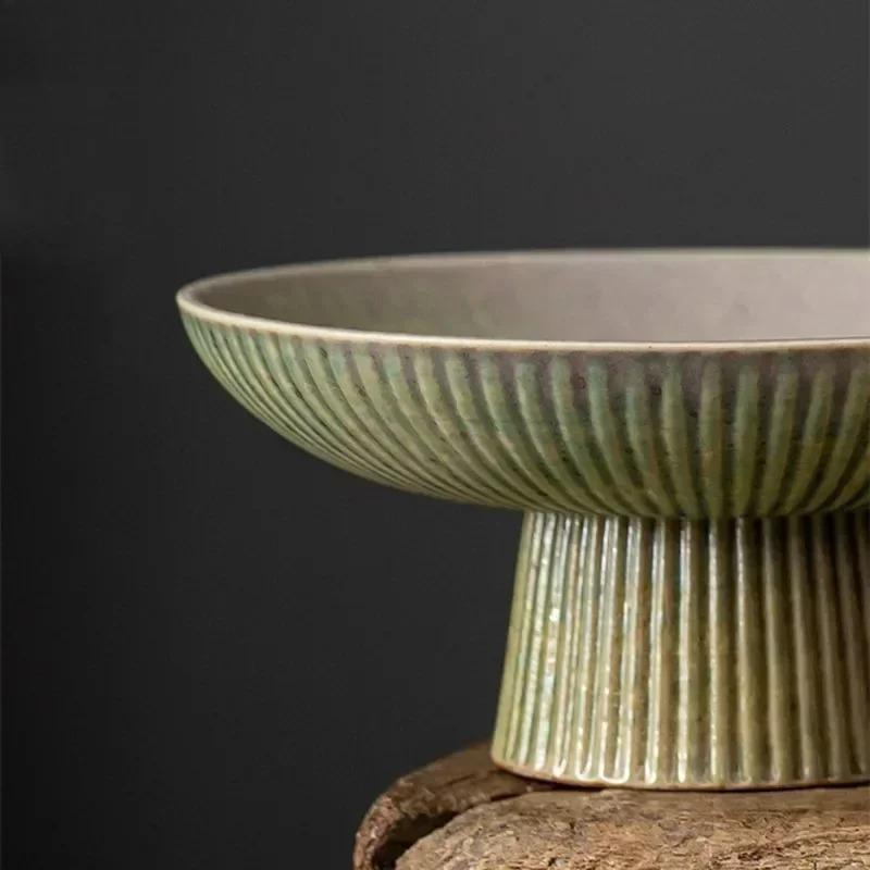 Бытовая винтажная фруктовая тарелка керамический поднос для закусок японская высокая подставка тарелки для ужина с орехами гостиная конфетница кухонные аксессуары