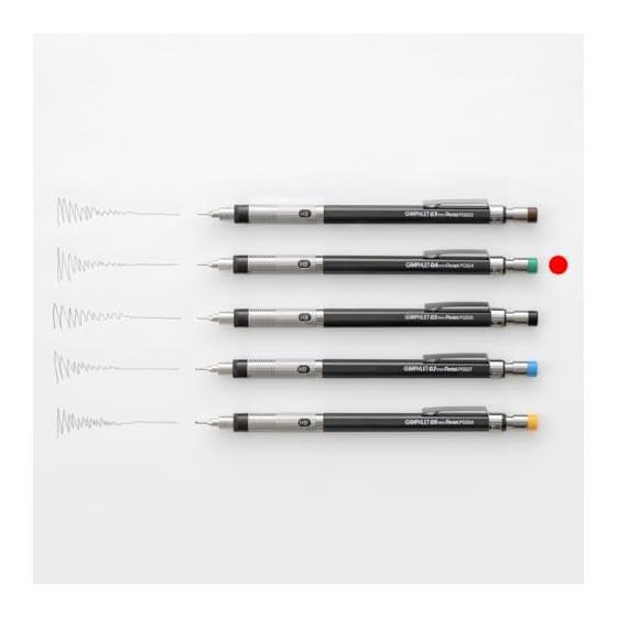 Механический карандаш Pentel Graphlet, PG504-DD, Металлический серый, 0.4 мм, Насеченная зона захвата, Индикатор твердости грифеля