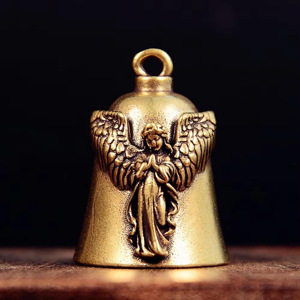 Angel Relief Vintage Brass Bell Vintage Guardian Bell Lucky Charm Bell Thanksgiving Gift