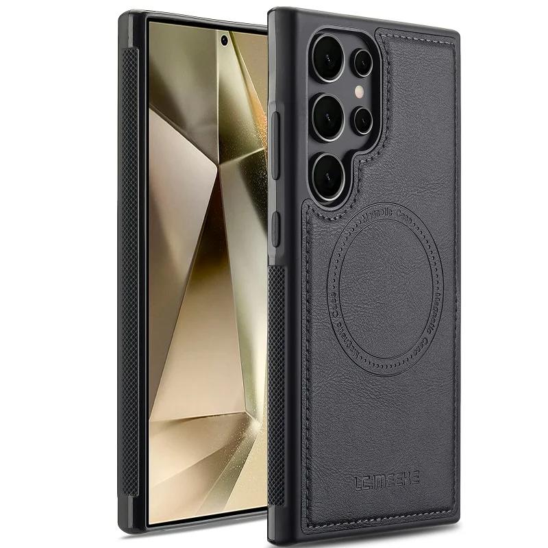 EUCAGR Роскошный Магнитный Чехол из ПУ Кожи с Беспроводной Зарядкой для Samsung Galaxy S26 Ultra/S25/S24/S23/S22/S21/S20FE Задняя Крышка