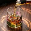 National Trend Aesthetic Glass Spinning Whiskey Glass Fish Lotus Relief Faux Crystal Rotating Tumbler for Liquor Gift Men Women Lead Free Glassware