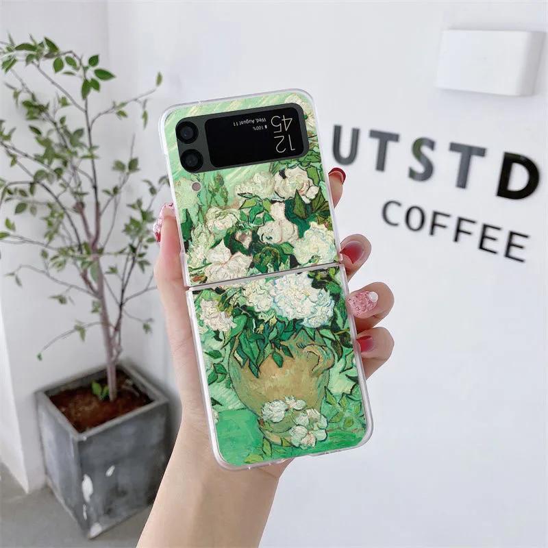 Картины Звездная ночь Ван Гог Чехол для складного мобильного телефона Samsung Galaxy Z Flip5 Чехол Z Flip 5 4 3 Zflip6 Прозрачный Жесткий Чехол