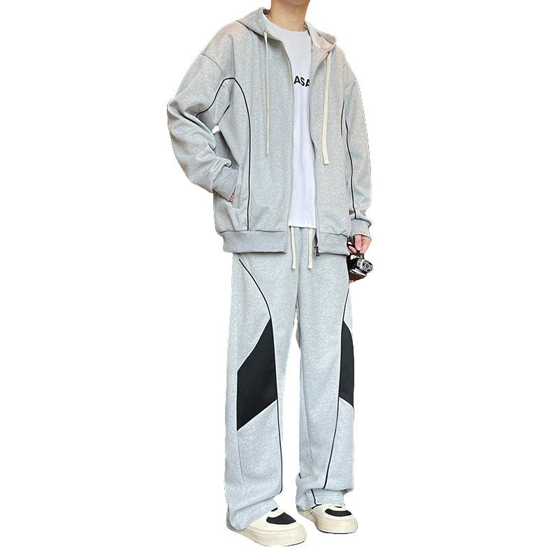 Casual Set Men Loose Large Size Rascal Handsome Trendy Sweatshirt Pants Sports Leisure Two Piece