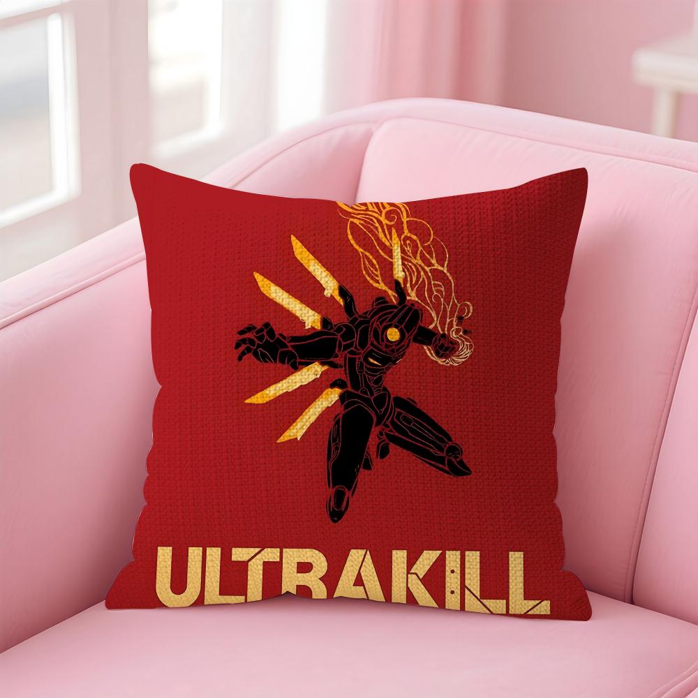 Game UUltrakill Cushion Cover Natural Linen Pillow Case DoubleSided Print Decorative Sofa Pillowcase Home Decor Gift