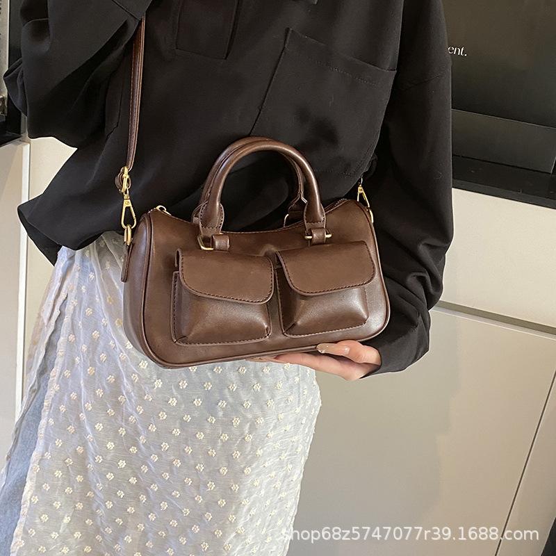 Трендовая взрывная корейская ретро сумка-боулинг высокого класса, модная дорожная сумка в зарубежном стиле через плечо, сумка-подушка для женщин