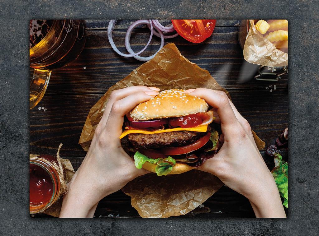 SZKLANA DESKA DO KROJENIA 52x40 HAMBURGER