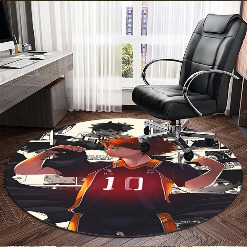 Haikyu Print Round Rug, Washable Floor Carpet, For Entryway Dorm Laundry Room Office Study, Home Decor Birthday Christmas Gift