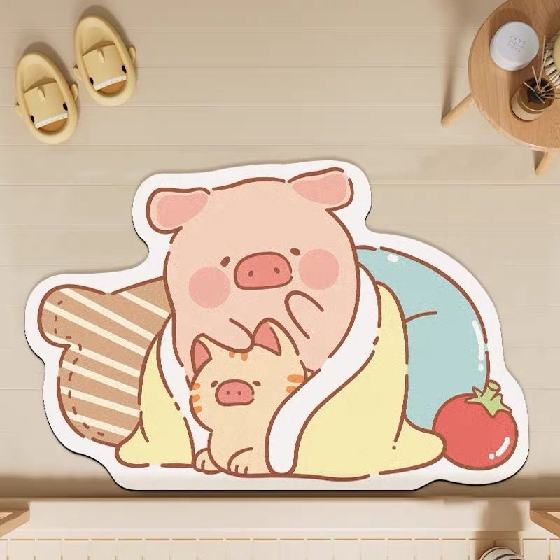 Лулу свинка ванная комната абсорбирующий коврик для пола туалет диатомовая грязь подушка нескользящий быстросохнущий коврик для ног домашняя дверь
