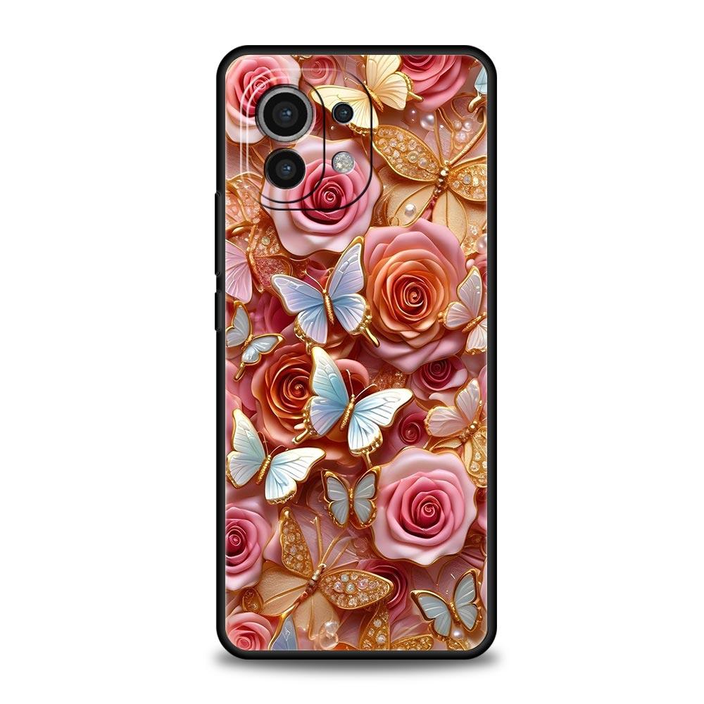 Fashionable Butterfly Flower Pattern Phone Case Cover for Xiaomi Mi 17 15 14 13 12 11 Ultra 15T 14T 13T 12T Pro Lite 5G Soft TPU