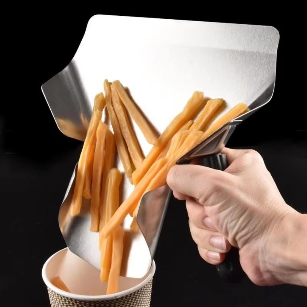 Stainless Steel French Fries Shovel Single/Double Handle Fries Shovel Loader for Hamburger Popcorn