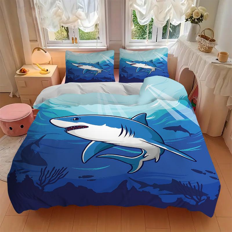 3pcs bedding set Shark Ocean Predator Includes 1 Comforter + 2 Pillowcases, Without Pillow Inserts, Soft Comfortable,a0909079