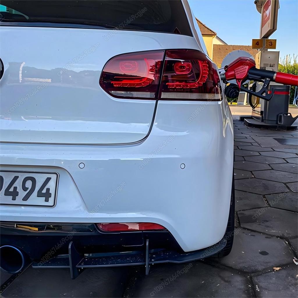 For VW Golf 6 MK6 R R20 2008-2013 Car Rear Bumper Diffuser Tail Splitter Spoilers Protector Guard Lip Glossy Black ABS Bodykits
