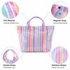Beach Case PVC Stripe Work Tote for Vacation Errands Gym Traveling