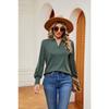 Spring and Autumn Women's Blouse Lapel Long Sleeve Button Loose Milled Long Sleeve Top