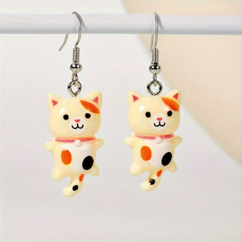 Trendy Cute Resin Cat Ear Hook Cartoon Girl Cat Earrings Sweet and Fresh Colorful Cat Earrings