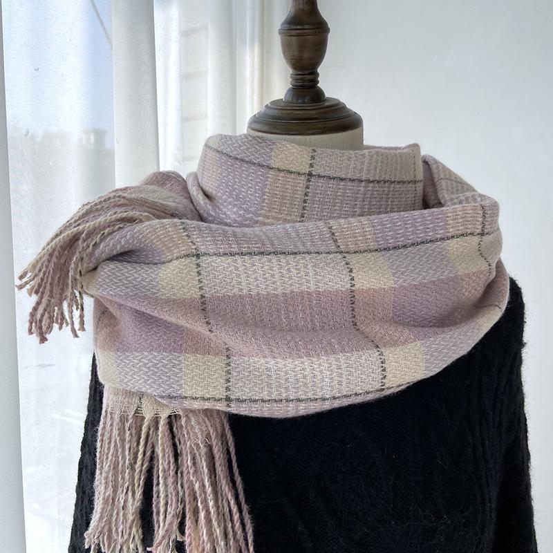 Women Scarf Winter Warm Plaid Shawl Unisex Women's Tassel Pashmina Ladies Cashmere Wrap Female Luxury Stoles Male Thick Neckerchief
