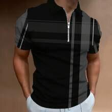Slim Fit Long Sleeve Zip Polo, Casual Stylish Top for Men